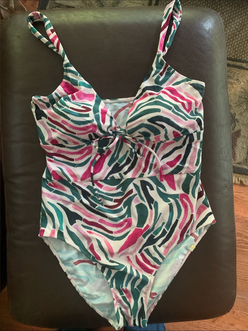 summersalt The Cinched One-Piece Swimwear in Pink, Teal, and White